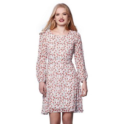 White floral long sleeve day dress